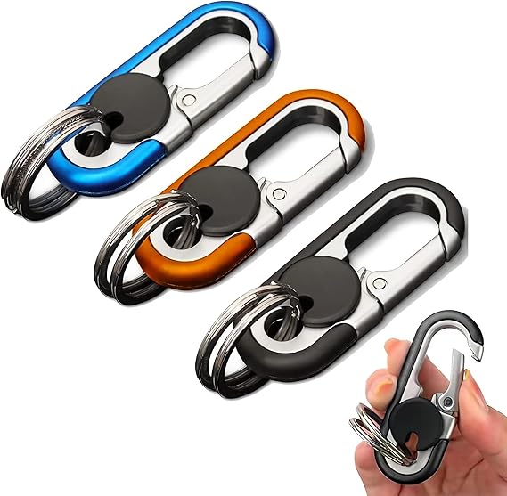 Men's Car Key Chain 3pcs, Personalized Creative Stainless Steel Car Keychain for Men Black