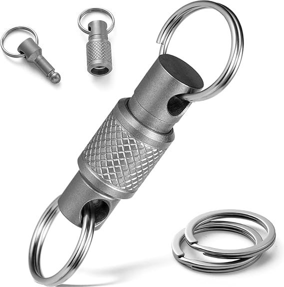 Titanium Quick Release Swivel Keychain, Pull Apart Detachable Keychain Heavy Duty Car Key Holder with Key Rings