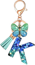 Initial letter Keychains for Women Tassel Butterfly Pink Purple Cute Car Keychain for Wallet Backpack bag charm