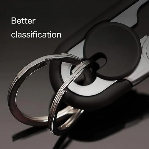 Men's Car Key Chain 3pcs, Personalized Creative Stainless Steel Car Keychain for Men Black