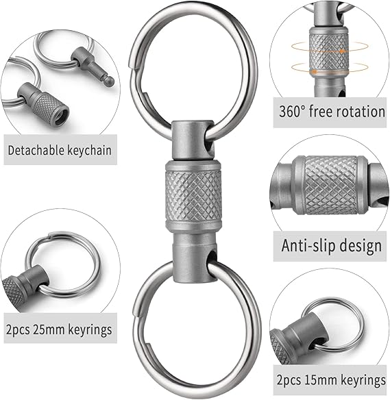 Titanium Quick Release Swivel Keychain, Pull Apart Detachable Keychain Heavy Duty Car Key Holder with Key Rings
