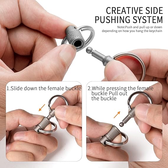 Titanium Quick Release Swivel Keychain, Pull Apart Detachable Keychain Heavy Duty Car Key Holder with Key Rings
