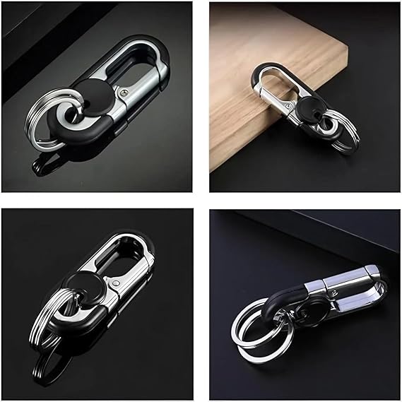 Men's Car Key Chain 3pcs, Personalized Creative Stainless Steel Car Keychain for Men Black